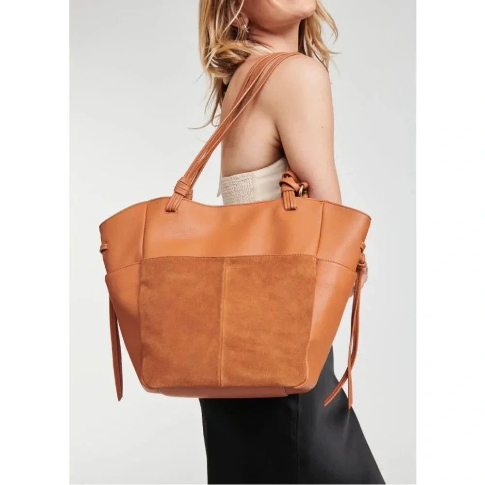 Moda Luxe Brown Faux Leather Hobo Tote Shoulder Bag NWOT